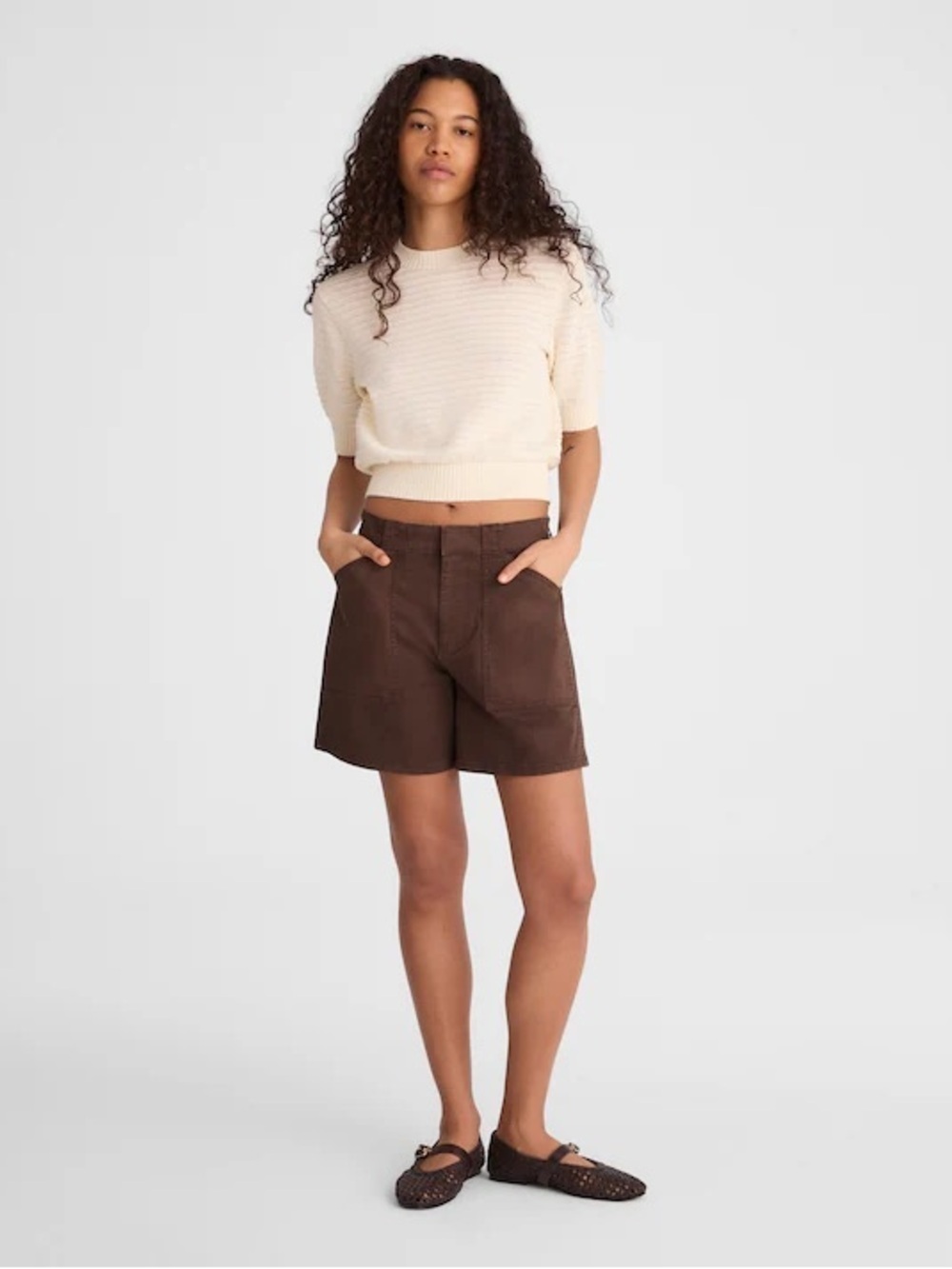 Madewell The Essex Utility Short in Dark Brown Sizs 24 NWT